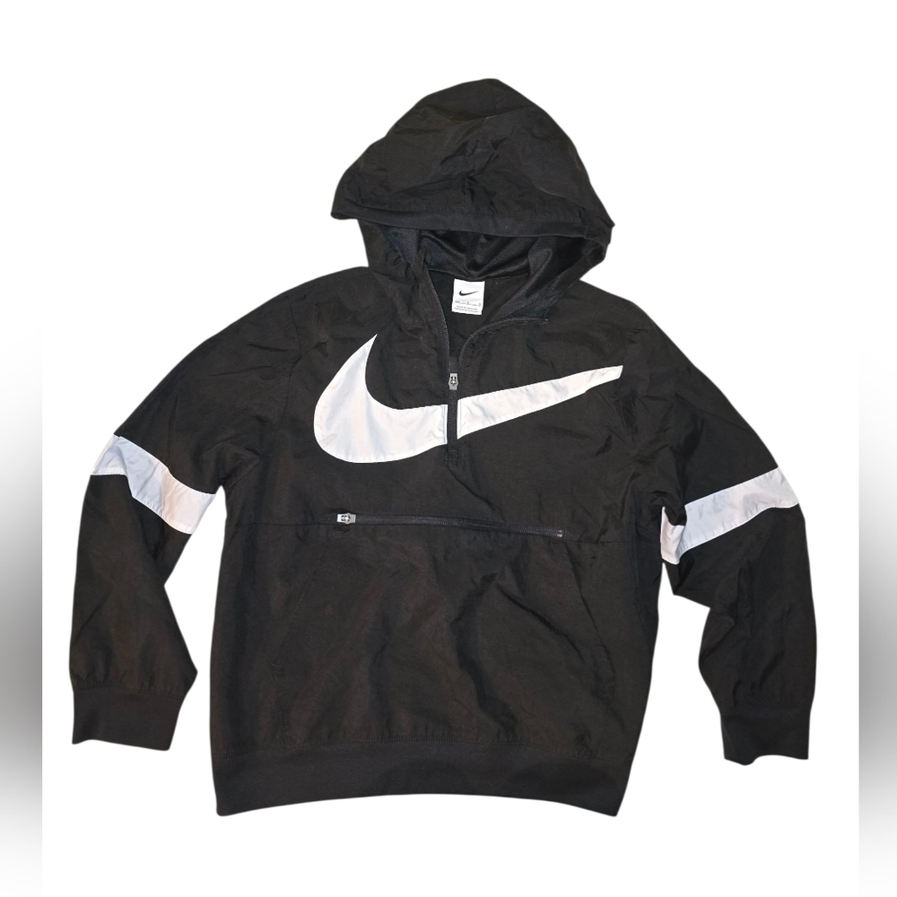Nike Boys Crossover Windbreaker Jacket Pullover  Black White Size 10/12